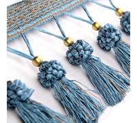 GAOGaoxin 5 Meters Polyester Tassel Fringe Trim - Durable Curtain Edging Ribbon for DIY Crafts, Tablecloths, and Garments(Blu)
