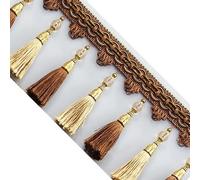 GAOGaoxin Elegant 1 Meter Beaded Tassel Fringe Trim - Decorative Sewing Ribbon for Lampshades, Cushions, and DIY Crafts(Light Brown)