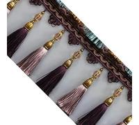 GAOGaoxin Elegant 1 Meter Beaded Tassel Fringe Trim - Decorative Sewing Ribbon for Lampshades, Cushions, and DIY Crafts(Dark Purple)
