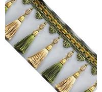 GAOGaoxin Elegant 1 Meter Beaded Tassel Fringe Trim - Decorative Sewing Ribbon for Lampshades, Cushions, and DIY Crafts(Grün)