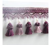 GAOGaoxin Elegant 1 Meter Beaded Tassel Fringe Trim Ribbon for Curtains and Home Decor - Soft Polyester Lace Trimming(Purple)