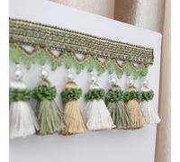 GAOGaoxin Elegant 1 Meter Beaded Tassel Fringe Trim Ribbon for Curtains and Home Decor - Soft Polyester Lace Trimming(Grün)