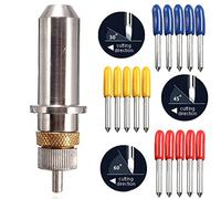 GAOHOU 15pcs 30/45/60 Degrés Vinyle Cutter Lame pour Roland Plotter avec Support de Lame Outil Accessoires Forets 15x Lames pour Traceur de Coupe