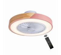 GaoHX Ventilateur de plafond en bois avec éclairage LED, plafonnier moderne invisible à intensité variable, minuterie silencieuse, plafonnier pour salon, chambre à coucher, chambre d'enfant