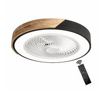 GaoHX Ventilateur de plafond en bois avec éclairage LED, plafonnier moderne invisible à intensité variable, minuterie silencieuse, plafonnier pour salon, chambre à coucher, chambre d'enfant