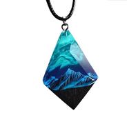 GAOINTELL Collier fabriqué à la main avec un paysage enchanteur à l'intérieur d'une chaîne accrocheuse avec pendentif en forme de montagne enneigée