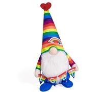 GAOINTELL Poupées en Peluche Tomtes Scandinaves Arc-en-Ciel Tenant des Drapeaux Bannières Gnomes Suédois Ornement De Fête Figurine Table Décoration Fête À Thème