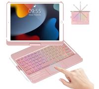 GAOJIE Étui clavier iPad 9ème génération avec pavé tactile rotatif à 360° et support pour crayon, 7 couleurs rétroéclairé espagnol Ñ Bluetooth Trackpad Clavier pour iPad 10.2 9e/8e/7e génération-Or