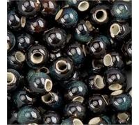 GAOJUDAF Lot de 100 PerIes rondes en céramique vibrantes, diamètre du trou: 2,5mm, en porcelaine, en céramique, PerIes dispersées, durabilité(Brown blue,6mm)