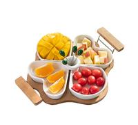 GAOJUNAN Corbeille à Fruits Bamboo Bois Boîte De Fruits Ensemble Love Coeur Shape Céramique Grille Plat Vijour Panier de fruits for Sweets Desserts Paniers de Rangement de Cuisine