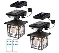 GAOJUNAN Éclairage Solaire Jardin Lot De 2 Appliques Murales Solaires D'extérieur Avec Capteur, Lanterne Jardin Rétro Éclairage Sécurité Solaire(Black2)