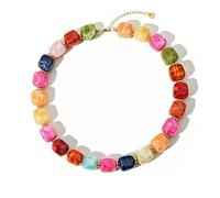 GAOKOXI Collier ras du cou coloré bohème à grosses perles pour femme - Accessoires de bijoux en résine pour l'été et la plage, Résine, Résine