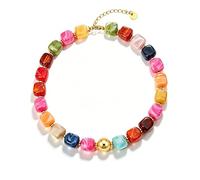 GAOKOXI Collier ras du cou coloré bohème à grosses perles pour femme - Accessoires de bijoux en résine pour l'été et la plage, Résine, Résine