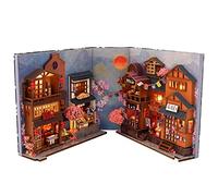 gaomin Puzzle Book Nook Kit, Puzzle Maison Modèle Kits de Construction avec Lumières LED Maison Etagère Décor, Serre-Livres Bricolage LED Puzzle en Bois