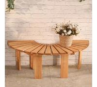 Gaommini Banc Semi-Circulaire - Noir Bleu Marron, Banc d'arbre extérieur en Bois Enveloppant pour bancs de Patio, Porche, Chaise de Loisirs, Tabouret de Jardin(Brun,Half Round)