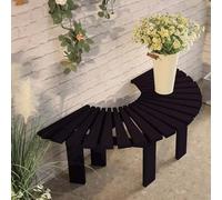 Gaommini Banc Semi-Circulaire - Noir Bleu Marron, Banc d'arbre extérieur en Bois Enveloppant pour bancs de Patio, Porche, Chaise de Loisirs, Tabouret de Jardin(Noir,Half Round)
