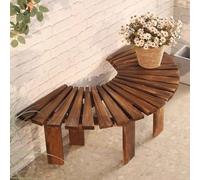 Gaommini Banc Semi-Circulaire - Noir Bleu Marron, Banc d'arbre extérieur en Bois Enveloppant pour bancs de Patio, Porche, Chaise de Loisirs, Tabouret de Jardin(Wood Color,Half Round)