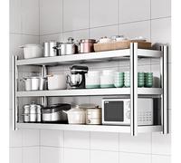 Gaommini Casier à vin Mural Flottant Suspendu Porte-Bouteille de vin étagère de rangement-304 en Acier Inoxydable Cuisine Pot Pan Support Plante Support(90x30x75cm)