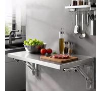 Gaommini Étagère de Concession Pliante en Acier Inoxydable | Table pliante murale pour la vitrine d'un food truck et un stand de restauration(L110xW50cm/L43xW20in)
