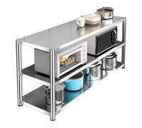 Gaommini Étagère de Rangement pour Four à Micro-Ondes, étagère de Cuisine sur Pied, étagère en Acier Inoxydable à 3 Niveaux, Organisateur d'étagère sur Pied réglable(100x30x80cm)