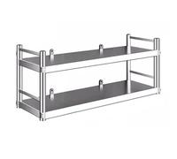 Gaommini Étagère Murale Flottante décorative en Acier Inoxydable 304 pour Bar, Cuisine, Salon, Support à Fleurs, Organisateur de casseroles à 2 Niveaux pour Four à Micro-Ondes(90X30X55CM)