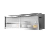 Gaommini Étagère Murale pour Cuisine Rangement Suspendu pour casseroles et poêles Étagères flottantes - Rack de Rangement en Acier Inoxydable + Portes en Acrylique(1-Layer 120x30x40cm)