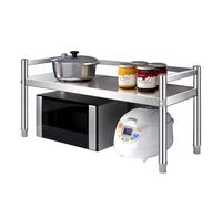 Gaommini Support d'ustensiles de Cuisine, Support de casseroles de Rangement de Cuisine sur Pied, Support de Four à Micro-Ondes, étagère à épices, étagères en Acier Inoxydable 304(60x30x50cm)