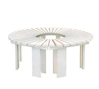 Gaommini Support pour Plantes, bancs de Jardin en Bois - Banc d'arbre Rond Semi-Circulaire Enveloppant Autour des sièges de Patio pour Porche extérieur, Tabouret à Lattes, Chaise(Blanc,Round)