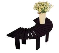 Gaommini Support pour Plantes en Bois à Enrouler Autour du Banc d'arbre, résistant aux intempéries, pour Patio extérieur, bancs de Jardin, Chaise décorative pour Jardin - Noir Bleu Marron(Noir,Round)
