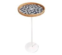 Gaommini Table Basse Ronde pour Boissons | Table de Chevet d'appoint, Petite Table d'appoint, canapé, Table de Chevet avec Motif Patchwork de Coquillages | Bureau de Table à Manger(G)