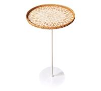 Gaommini Table Basse Ronde pour Boissons | Table de Chevet d'appoint, Petite Table d'appoint, canapé, Table de Chevet avec Motif Patchwork de Coquillages | Bureau de Table à Manger(F)