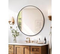 GAOMON 2024 New HD Eco-Friendly Round Mirror, 20 inch Matte Black Metal Framed Bathroom Mirror, Modern Cute Wall Mirror, Circle Mirror for Nursery, Living Room, Vanity, Easy to Install
