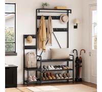 GAOMON Banc à chaussures industriel pour parent-enfant avec banc et rangement de chaussures, arbre à manteaux, entrée, grand organisateur avec étagère à chaussures, compartiments de rangement