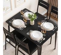 GAOMON Ensemble de table à manger 5 pièces, table carrée en bois robuste et chaise pour 4 personnes, pour la maison ou la salle à manger commerciale, noir