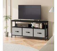 GAOMON Meuble TV de 55 pouces pour salon, commode avec 3 tiroirs, centre de divertissement compact avec solutions de rangement, table console TV pour chambre à coucher, finition noire avec tiroirs