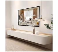 GAONUDAN Long Meuble TV Flottant, Meuble TV Mural, étagères TV murales avec tiroirs de Rangement, Console multimédia de Divertissement Moderne, Grand Banc TV pour Salon (200 x 24 x 20 cm)