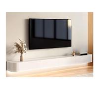 GAONUDAN Meuble TV Flottant Blanc, Meuble TV Mural, étagères TV flottantes avec tiroirs et Porte, Console multimédia de Divertissement Moderne, Grand Banc TV de Rangement pour Salon (Blanc, 160 x 24