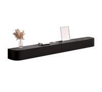 GAONUDAN Meuble TV Moderne pour Salon et Chambre à Coucher, Console TV en Bois avec armoires de Rangement et Portes rabattables, Console multimédia Murale, étagères TV flottantes (Noir, 180 x 24 x 20