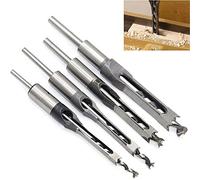 Gaoominy 4 pieces ensemble de forets a trous carres pour le travail du bois et a mortaiser en bois de scies a bois avec foret helicoidal Outils electriques de ciseau a mortaiser de bricolage