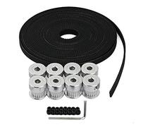 Gaoominy 8 Pcs 5 mm 20 Dents Roue de poulie de synchronisation en Aluminium + 5 metres Caoutchouc GT2 Pas de 2 mm 6 mm de Large Courroie de Distribution pour imprimante 3D CNC
