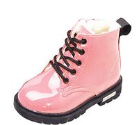 Gaorui Bottillon à Lacets Enfant Garçon Fille Hiver Bottines Doublure Fourrure Cuir Synthétique