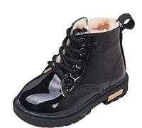 Gaorui Bottillon à Lacets Enfant Garçon Fille Hiver Bottines Doublure Fourrure Cuir Synthétique