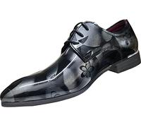 Gaorui Chaussures de style derby floral pour homme à lacets - Chaussures de mariage et de travail brillantes à bout pointu - Cuir synthétique, gris, 43.5 EU