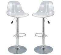 GAORUTO Bar Stools 2/4/6 Set, Swivel Counter Barstools with Back, Adjustable Transparent Bar Stool, Modern Armless Kitchen Breakfast Bar Chairs High,2 Pcs