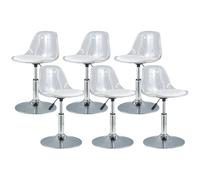 GAORUTO Bar Stools 2/4/6 Set, Swivel Counter Barstools with Back, Adjustable Transparent Bar Stool, Modern Armless Kitchen Breakfast Bar Chairs Low,6 Pcs