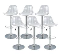GAORUTO Bar Stools 2/4/6 Set, Swivel Counter Barstools with Back, Adjustable Transparent Bar Stool, Modern Armless Kitchen Breakfast Bar Chairs High,6 Pcs