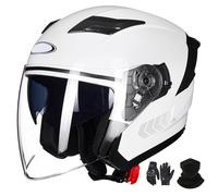 GAORUTO Casque De Moto À Visage Ouvert 3/4 Demi-Casque Casque Adulte Léger pour Hommes Et Femmes Homologué ECE 22.06 avec Double Visière C-1,M (55-60 CM)