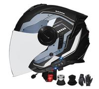 GAORUTO Casque De Moto À Visage Ouvert Bluetooth avec Double Visière Casque 3/4 pour Cyclomoteur Homologué ECE 22.06 pour Hommes Et Femmes Adultes G-3,M (57-58cm)