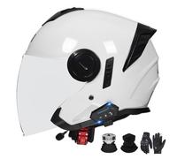 GAORUTO Casque De Moto À Visage Ouvert Bluetooth avec Double Visière Casque 3/4 pour Cyclomoteur Homologué ECE 22.06 pour Hommes Et Femmes Adultes B-3,M (57-58cm)