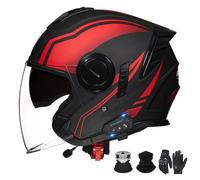 GAORUTO Casque De Moto À Visage Ouvert Bluetooth avec Double Visière Casque 3/4 pour Cyclomoteur Homologué ECE 22.06 pour Hommes Et Femmes Adultes F-1,L (59-60cm)